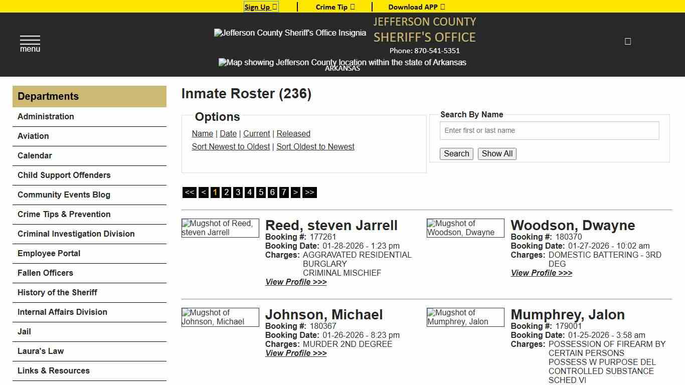 Inmate Roster - Current Inmates Booking Date Descending - Jefferson County Sheriff AR