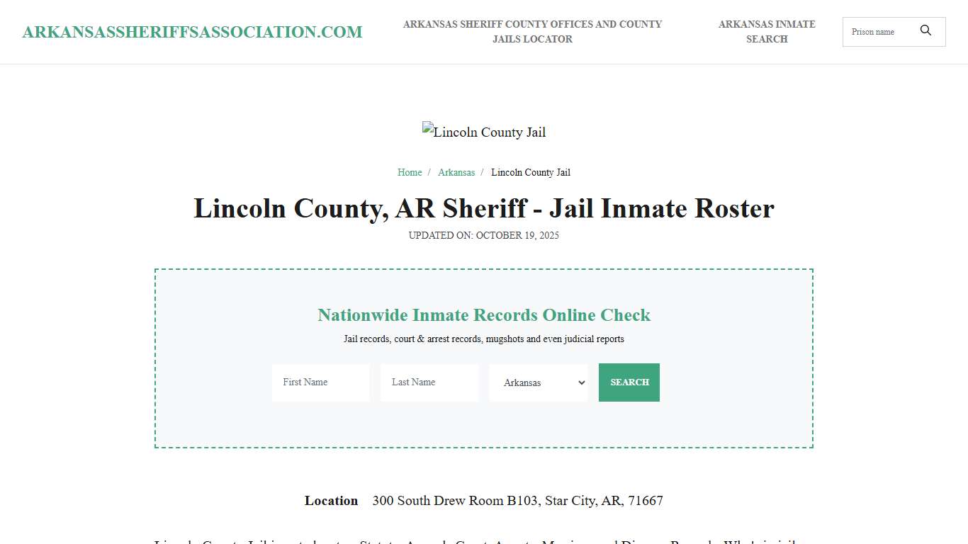 Lincoln County, AR Sheriff - Jail Inmate Roster